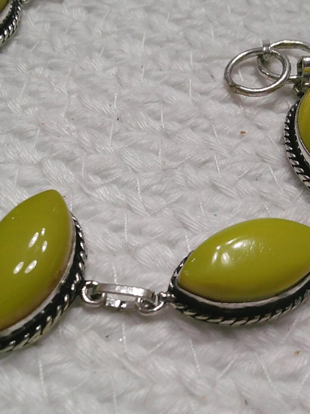 Beautiful YELLOW JADE Handmade Sterling 925 Bracelet Size 7 1/2